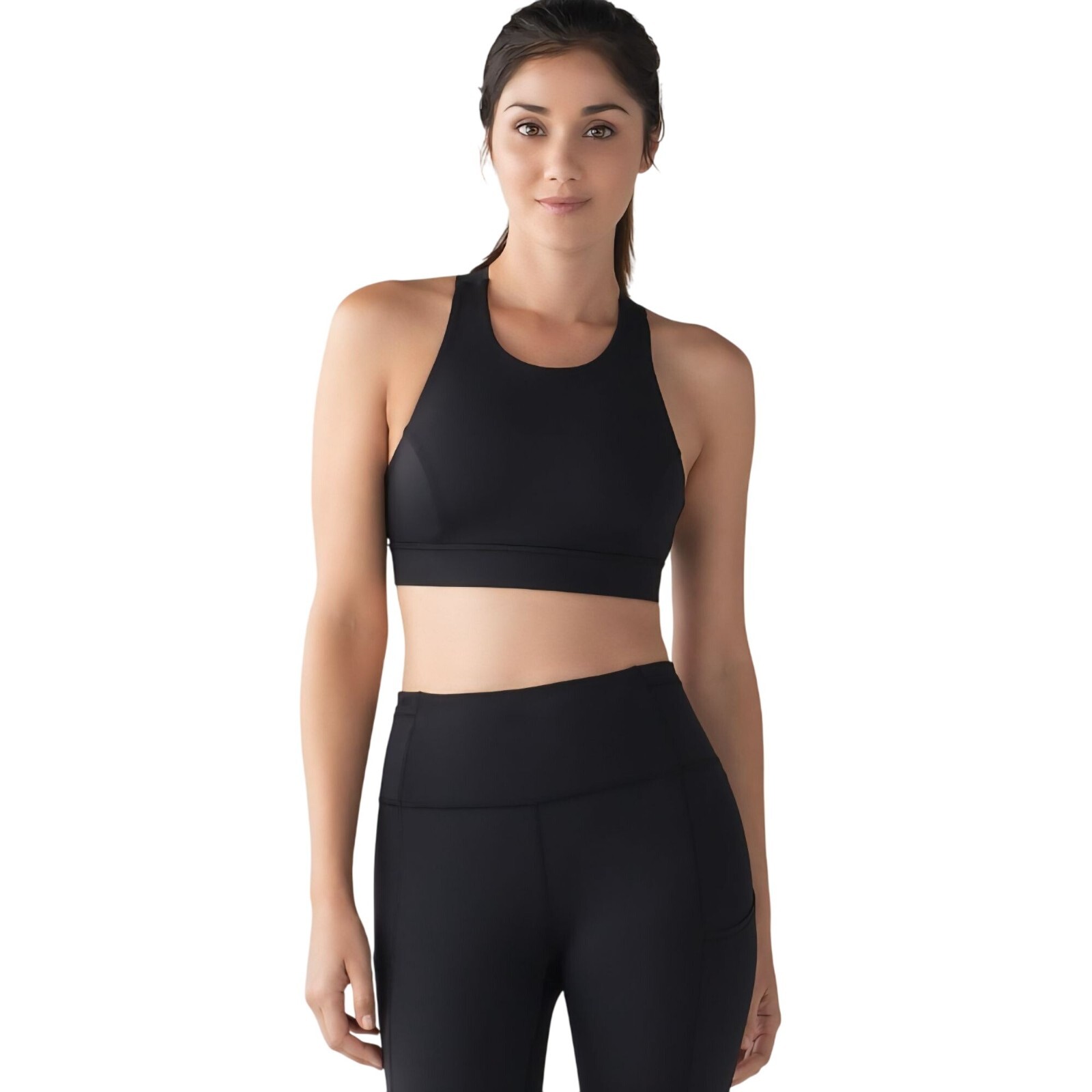 Lululemon Racerback Bra Black High Neck Y Strap Sports Bra Size 8