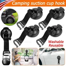 4PCS Heavy Duty Suction Cup Tie Downs Car Awning Camping w/Hooks Lock Holder Set