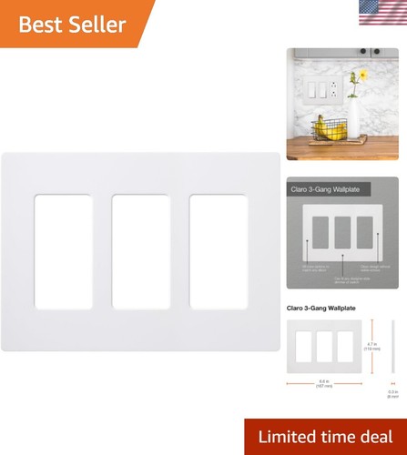 Claro Light Switch Cover Plate, 3 Gang Wallplate, for Decorator Light Switche...