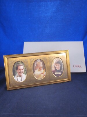 CARR FRAMES Picture Frame 989 Triple 2.5'' x 3.5'' Solid Brass Mat NEW STICKER BOX