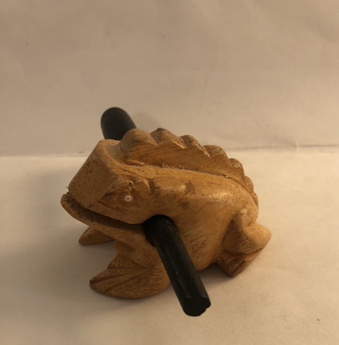 Small Handmade wooden croaking frog rasp guiro tone block animal
