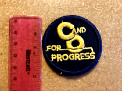 Vintage Embroidered Railway Small Patch-C AND O FOR PROGRESS-Excellent