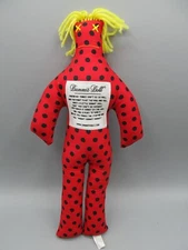Original Red with Black Polka Dot Dammit Doll Stress Relief 12" Yellow Yarn Hair