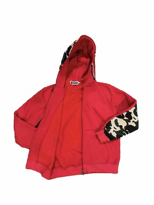 A Bathing Ape 1st Red/ Green Camo Shark Full Zip Hoodie A Size