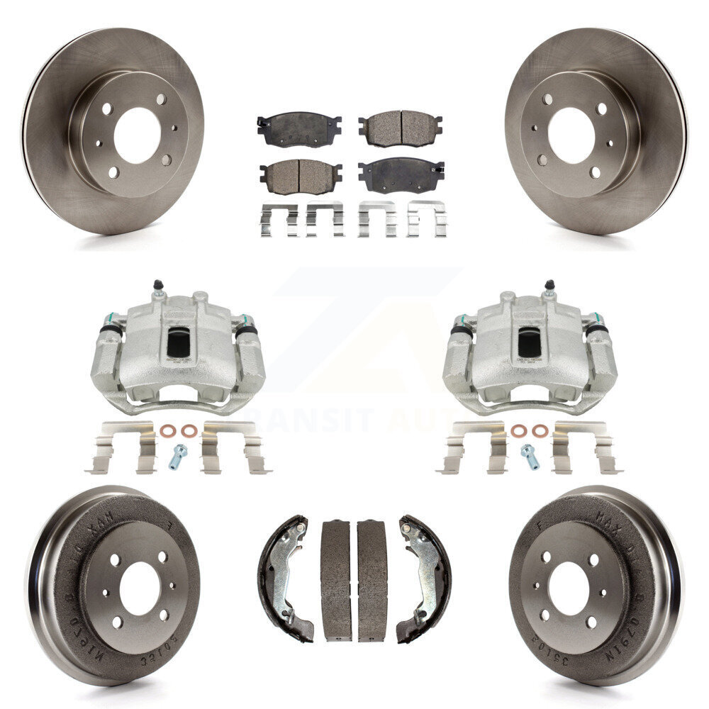 Upgrade Your Hyundai Accent with 8Pc Front Rear Brake Caliper Rotors Drums Ceramic Pads Kit