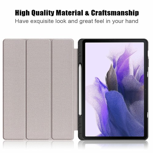 Funda protectora con lápiz inteligente de cuero folio para Samsung Galaxy Tab S7+ FE S8+ - Imagen 43 de 60
