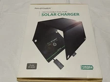 ** RAVpower 15W SOLAR CHARGER 2 USB PORT FOLDABLE PORTABLE iSmart Technology **