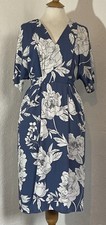 Phase Eight Size 10 Dress Flowers Blue Lined Work Party Elegant Pockets 1139
