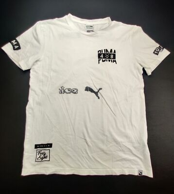 Puma 1948 Multi-Design Front/Back Unisex Medium Short Sleeve White T-Shirt