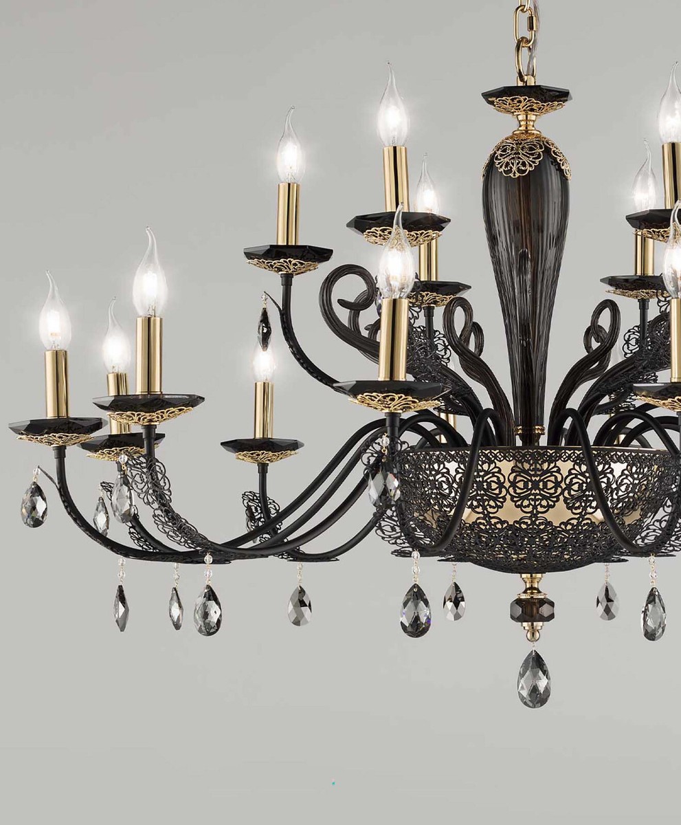 フッチェンロイター燭台x2、エッグスタンドx5、SAVARIA 燭台X1合計8点 Classic Black And Gold Crystal Chandelier With 18 Lights