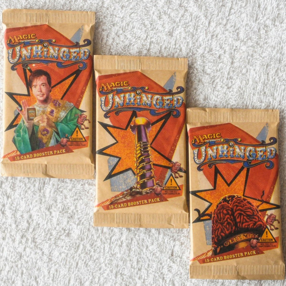 MTG: 3 UNHINGED Sealed Booster Pack Lot from Box - 1 of Each Art Cover -  English