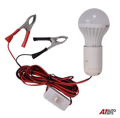 Tragbare LED Arbeitsleuchte Lampe E27 9W 12V Krokodilklemmen Auto Garage Ein/Aus Schalter