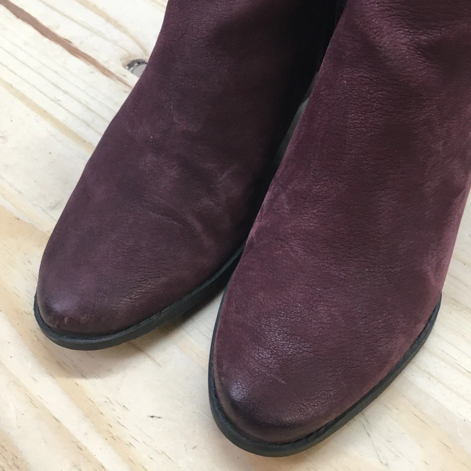 Franco Sarto Botas Mujer 6 M Wera Cremallera Tacones Cuña Botín Cuero Borgoña Foto 4 de 4