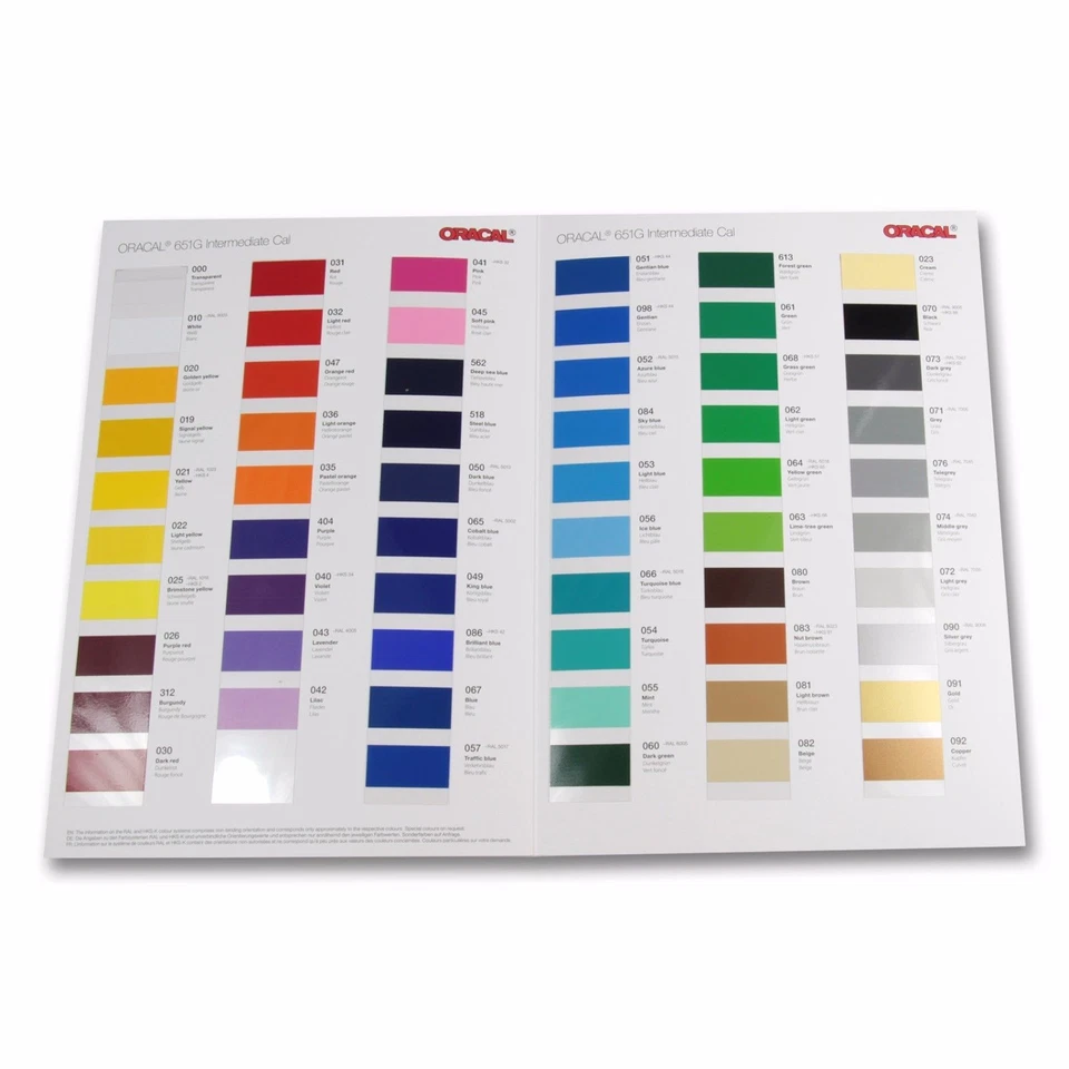 ORAFOL Farbkarte ORACAL High Perform Cast 751C Plotterfolie AutoFolie Farbfächer