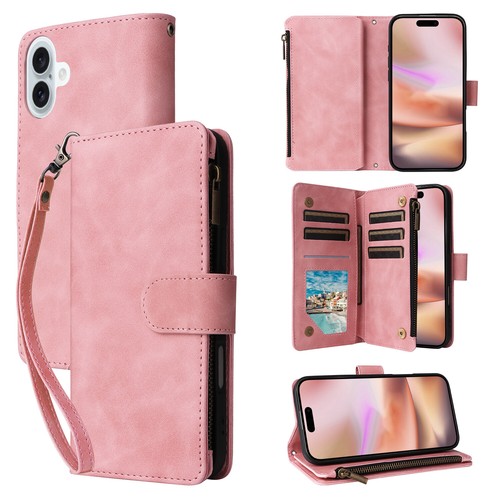 For iPhone 16 15 14 13 12 11 Pro Max Zipper Leather Wallet Flip Stand Phone Case - Picture 58 of 77