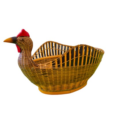 Basket Hamper as Chicken for Eggs & Bread Woven Decoration 29x17x10 cm Vintage-SB