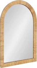 Kate and Laurel Rahfy Boho Arch Rattan Mirror, 20x30, Natural Wood,