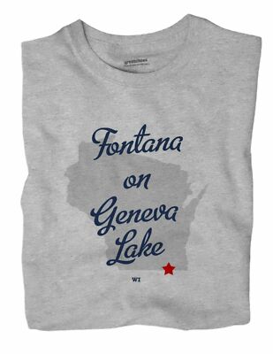 Fontana-on-Geneva Lake Wisconsin WI T-Shirt MAP