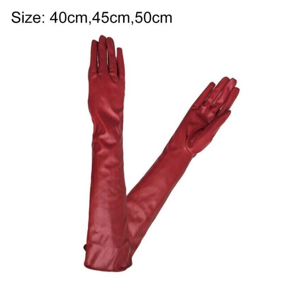Women Long Elbow Gloves Soft Leather Gloves Fashion Gloves - Image 2 of 4