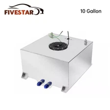 10 GALLON POLISHED ALUMINUM RACING DRIFT FUEL CELL GAS TANK WITH LEVEL SENDER