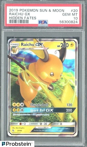 2019 Pokemon S & M Hidden Fates #20 Raichu Gx PSA 10 GEM MINT