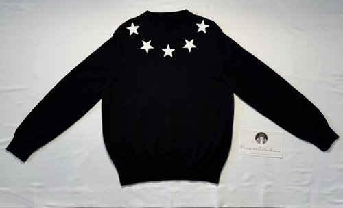 GIVENCHY Star Accent Black Knit Pullover Sweatshirt Crew Neck L 