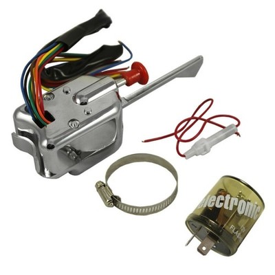 Universal 12V Car Street Hot Rod Chrome Turn Signal Switch Fit for P021-TS-HL101