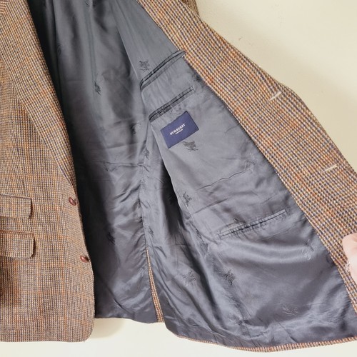Vintage Burberry's Wool Jacket Jockey Brown Checked Size 56 L XL Men's Walbusch - Picture 2 of 15
