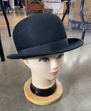 Cappello vintage Bowler Derby finitura glacé bordo interno 22,5” circonferenza LEGGI ANNUNCIO