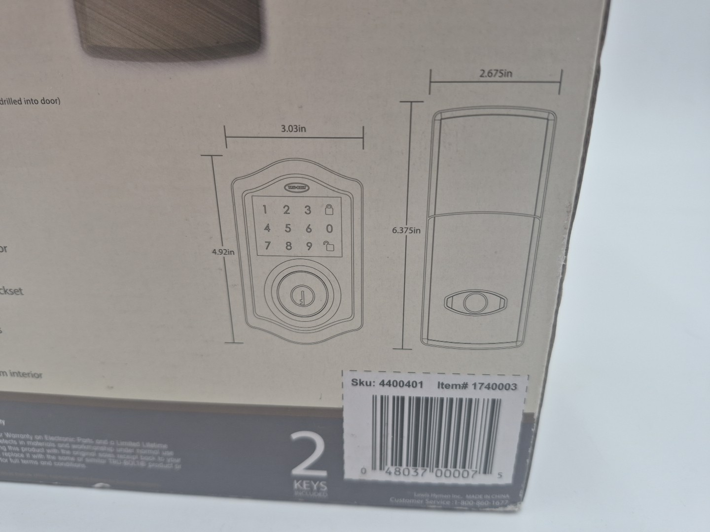 New TRU-BOLT Electronic Deadbolt Antique Bronze Finish