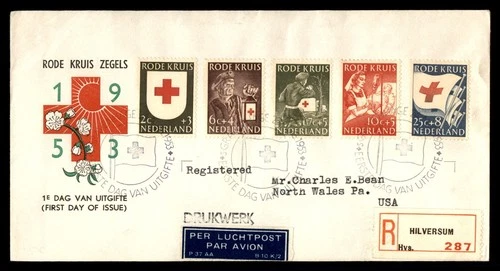 Mayfairstamps Netherlands FDC 1953 Red Cross Combo Reg Hilversum First Day Cover