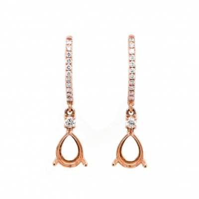 Ohrhänger Birne 8 x 6 mm Halbfassung in 14 Karat Roségold mit Diamanten (39780)