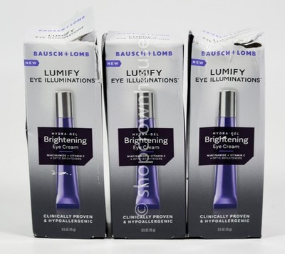 3 Bausch+Lomb Lumify Hydra-Gel BRIGHTENING EYE CREAM .5oz Eye Illuminations