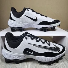 Nike Alpha Huarache Elite 4 Low Black White MCS Baseball Cleats FD6255-108 Sz 13