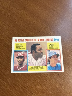 1984 Topps #705 NL Active Career Stolen Base Leaders Joe Morgan NR-MINT++