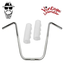 Original Lowrider 16" 22.2 D Handlebar Chrome 0214 120mm Grips Sparkle/Clear