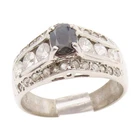 925 Sterling Silver Vintage Ring Black Onyx & CZ Statement Band  Sz 6  RG34458