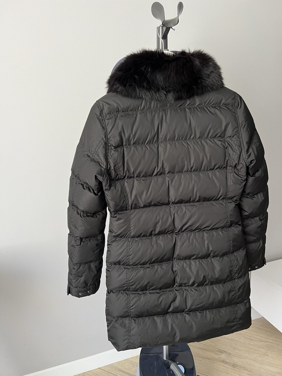 Prada Women's Black Down Puffer Long Nylon Jacket Coat With Collar