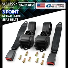 Retractable 3 Point Safety Seat Belt Straps Car Auto Vehicle Adjustable Belt Kit