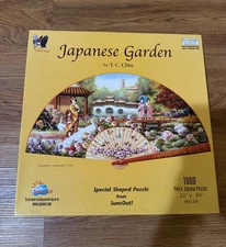 SunsOut Japanese Garden 1000 Piece Shaped Puzzle T.C. Chiu 22x39 Complete