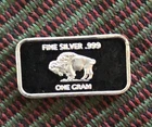 1 Gram Silver Art Bar Buffalo .999 Fine Silver Nice Art Work E408