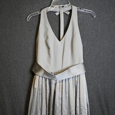 NEW White by Vera Wang Women's 4 Halter Dress Silver Gray V-Neck NWT
