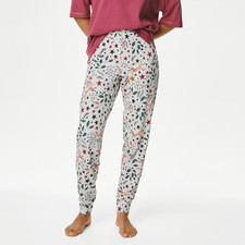 Size XS to XL Ex M&S Cotton Rich Fox Print Cuffed Hem Pyjama Bottoms
