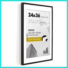 24x36 Poster Frame with Polished Plexiglass - Use as 20x30 Frame with Mat or ...