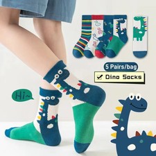5 Pairs Children's Socks Boys Cartoon Dinosaur Socks Autumn Kids Cotton Socks Mi