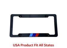 Carbon Fiber Style License Plate Frame Plastic Tri-color Stripe