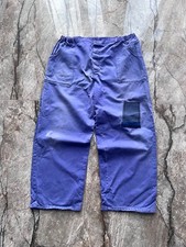 French 1950s Faded  Repaired Blue Cotton Twill Work Chore Pants Sanforized XL