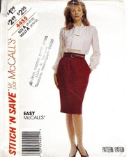 McCALL'S 4455 MISSES TEEN EASY STRAIGHT SKIRT PLEATED BLOUSE PATTERN SZ 8 10 12