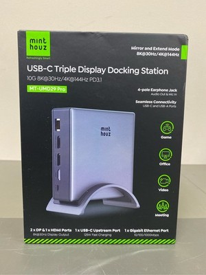 Minthouz USB C Docking Station for Laptop, Triple 4K Display with Dual DisplayPo