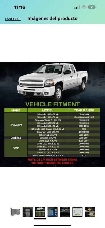 Radiador Chevrolet Silverado 1500, Año 1999-2013 Foto 2 de 3